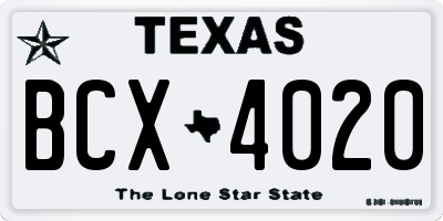 TX license plate BCX4020