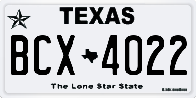 TX license plate BCX4022