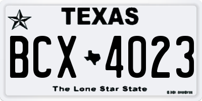 TX license plate BCX4023
