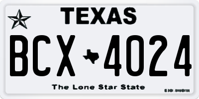 TX license plate BCX4024