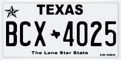 TX license plate BCX4025