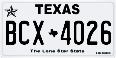 TX license plate BCX4026