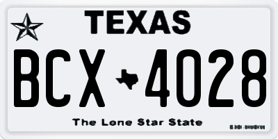 TX license plate BCX4028