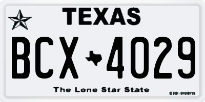 TX license plate BCX4029