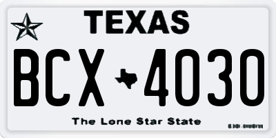 TX license plate BCX4030