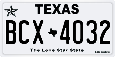 TX license plate BCX4032