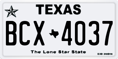 TX license plate BCX4037