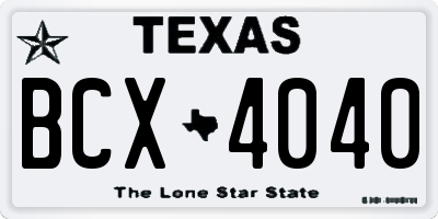 TX license plate BCX4040