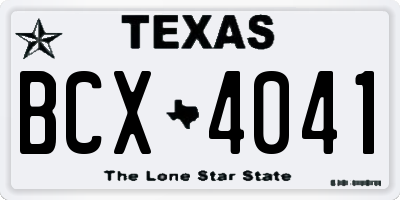 TX license plate BCX4041