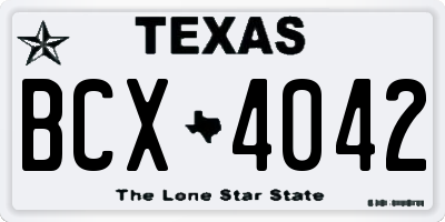 TX license plate BCX4042