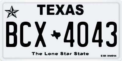TX license plate BCX4043