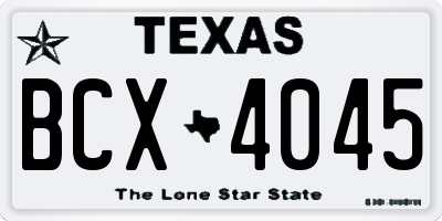 TX license plate BCX4045
