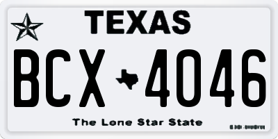 TX license plate BCX4046