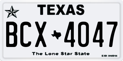 TX license plate BCX4047