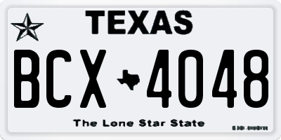 TX license plate BCX4048
