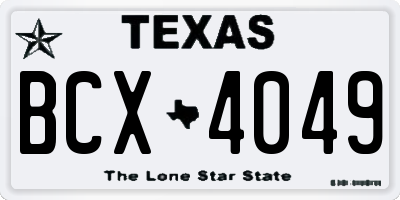 TX license plate BCX4049