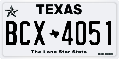 TX license plate BCX4051