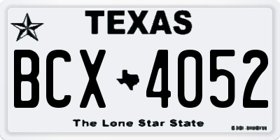 TX license plate BCX4052