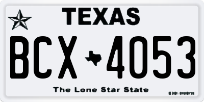 TX license plate BCX4053