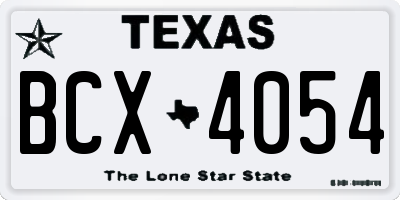 TX license plate BCX4054