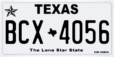 TX license plate BCX4056