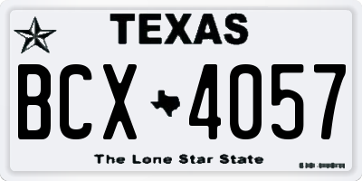 TX license plate BCX4057