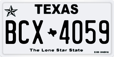 TX license plate BCX4059