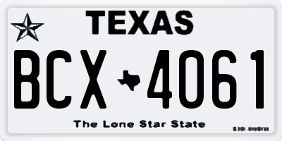 TX license plate BCX4061