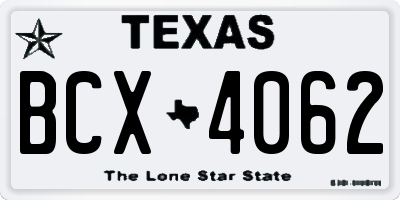 TX license plate BCX4062