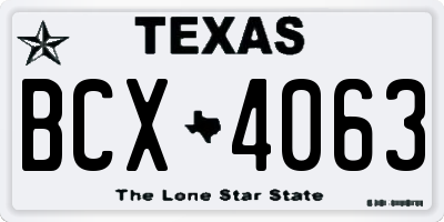 TX license plate BCX4063