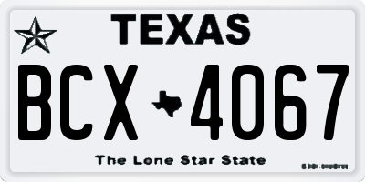 TX license plate BCX4067