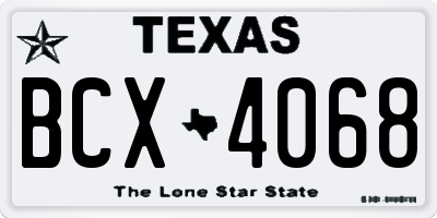 TX license plate BCX4068