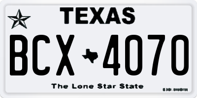 TX license plate BCX4070