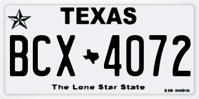 TX license plate BCX4072