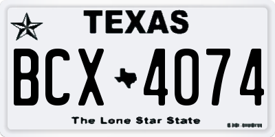 TX license plate BCX4074