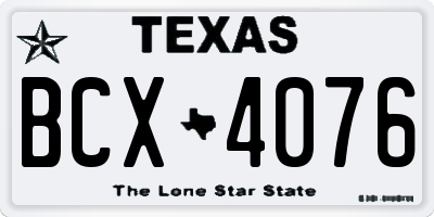 TX license plate BCX4076