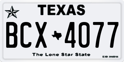 TX license plate BCX4077
