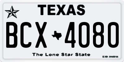 TX license plate BCX4080