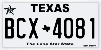 TX license plate BCX4081
