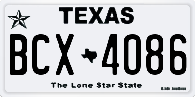 TX license plate BCX4086