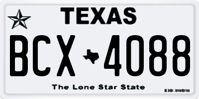 TX license plate BCX4088