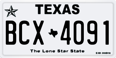 TX license plate BCX4091