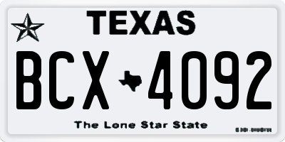 TX license plate BCX4092