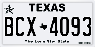 TX license plate BCX4093