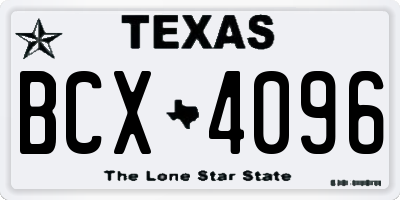 TX license plate BCX4096