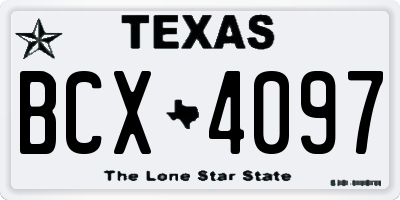 TX license plate BCX4097