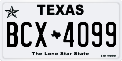 TX license plate BCX4099