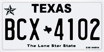 TX license plate BCX4102