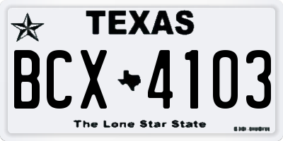 TX license plate BCX4103