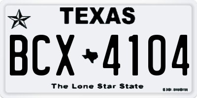 TX license plate BCX4104